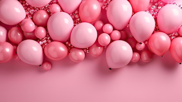 palloncini rosa su sfondo rosa per banner o poster