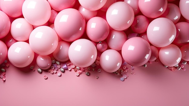 palloncini rosa su sfondo rosa per il design di banner o poster