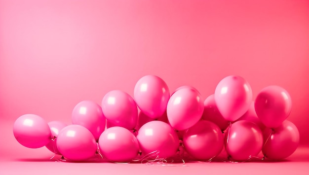 Palloncini rosa su sfondo rosa