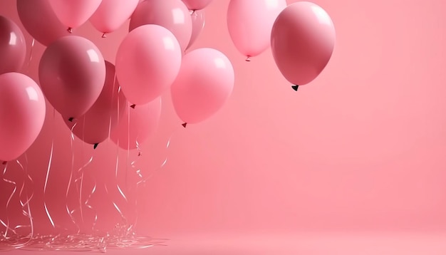 Palloncini rosa su uno sfondo rosa