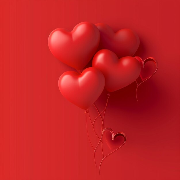 Palloncini rossi a forma di cuore su uno sfondo rosso post sui social media per il giorno di San Valentino
