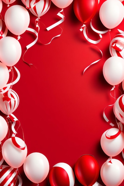 palloncini rossi e bianchi coriandoli concept design felice giorno dell'indipendenza sfondo