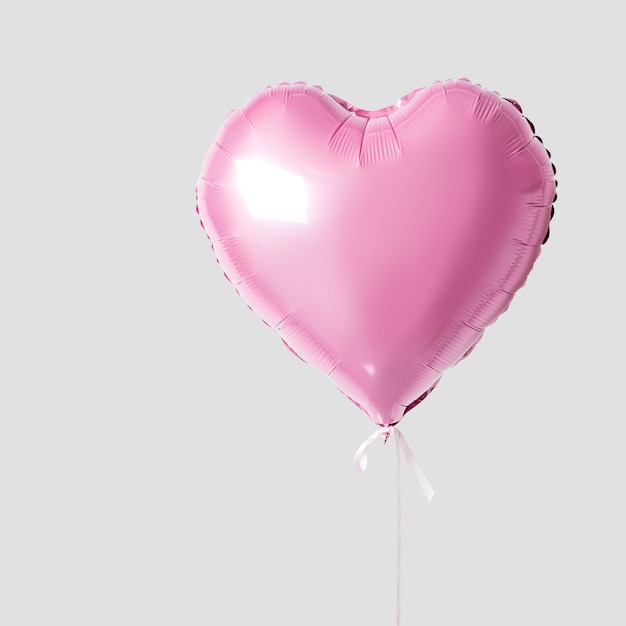 Palloncino a forma di cuore rosa isolato su grigio