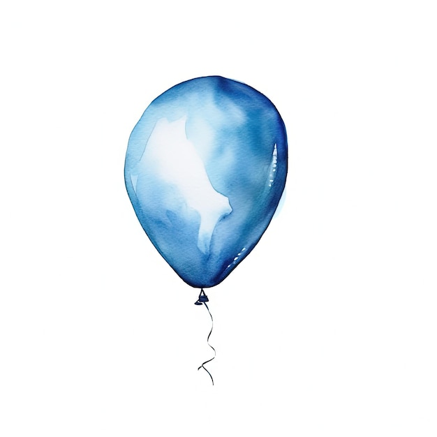 Palloncino acquerello blu isolato Illustrazione AI GenerativexA