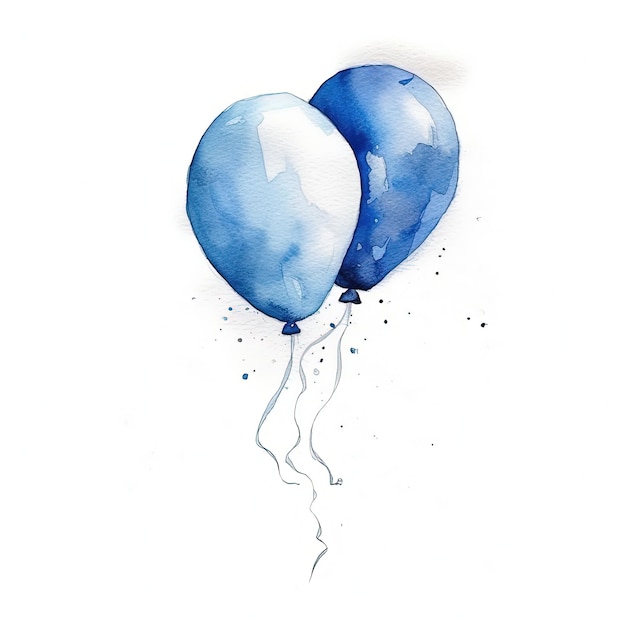 Palloncino acquerello blu isolato Illustrazione AI GenerativexA