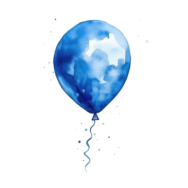 Palloncino acquerello blu isolato Illustrazione AI GenerativexA