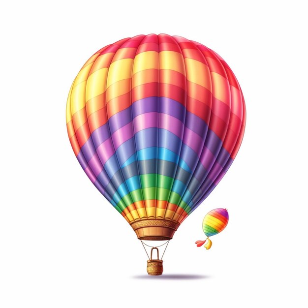 palloncino ad aria calda arafed con una striscia arcobaleno e un paracadute generativo colorato ai