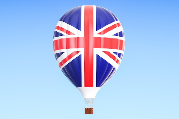 Palloncino ad aria calda con bandiera del Regno Unito rendering 3D