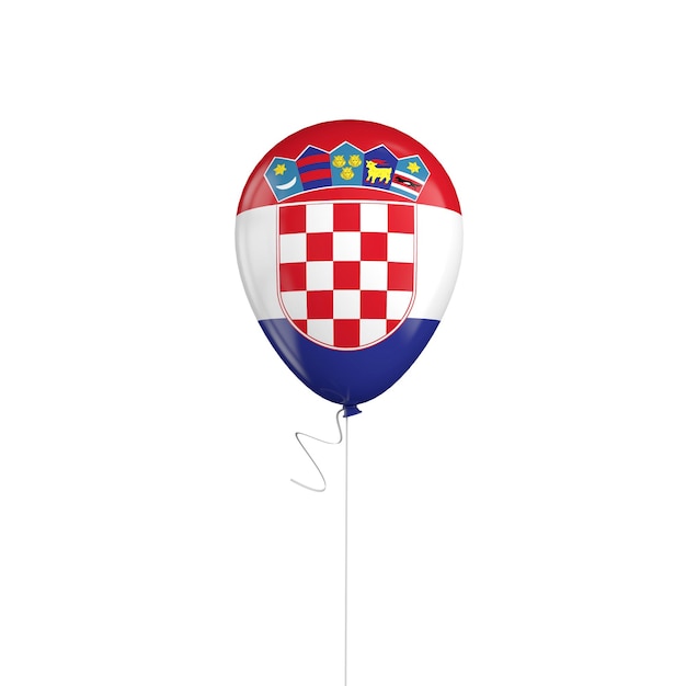 Palloncino bandiera Croazia su una stringa 3D Rendering