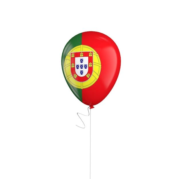Palloncino bandiera Portogallo su una stringa Rendering 3D