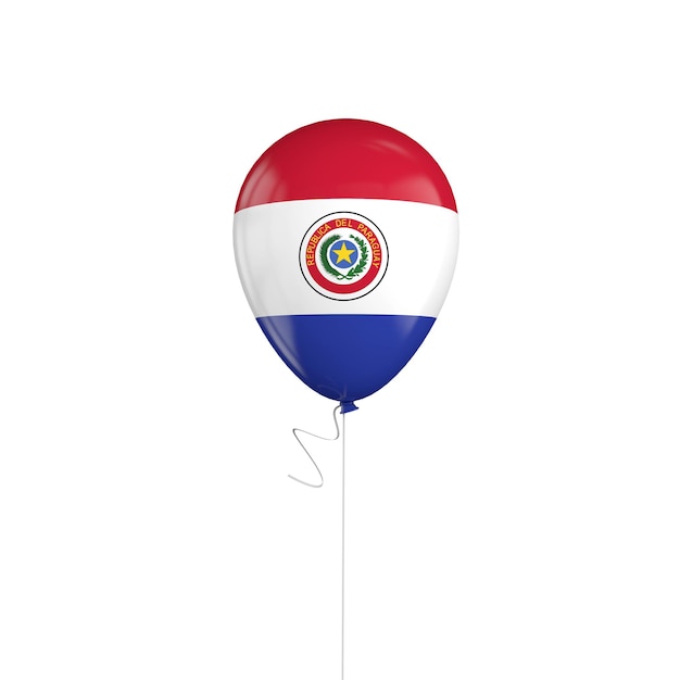 Palloncino con bandiera del Paraguay su una stringa 3D Rendering