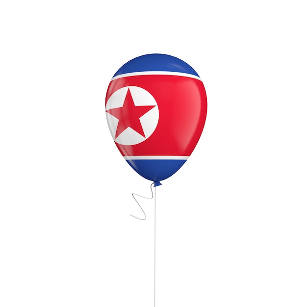 Palloncino con bandiera della Corea del Nord su una stringa 3D Rendering