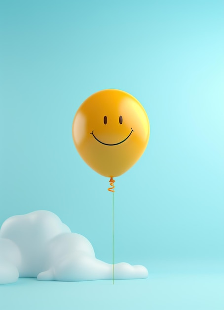 Palloncino giallo con una faccia sorridente