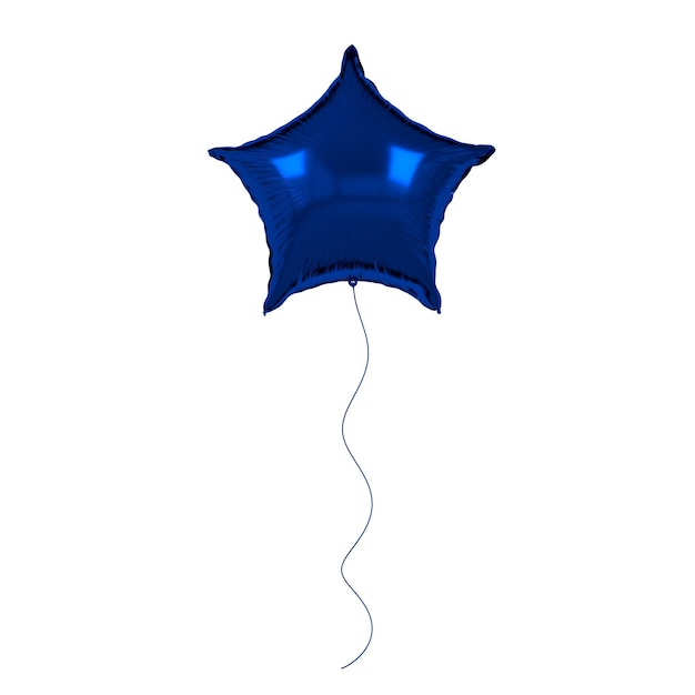 Palloncino in lamina blu isolato su sfondo bianco Elemento di rendering 3d per la presentazione della festa di compleanno