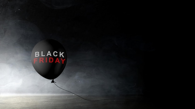 Palloncino nero con testo Black Friday su sfondo luminoso Concetto Black Friday