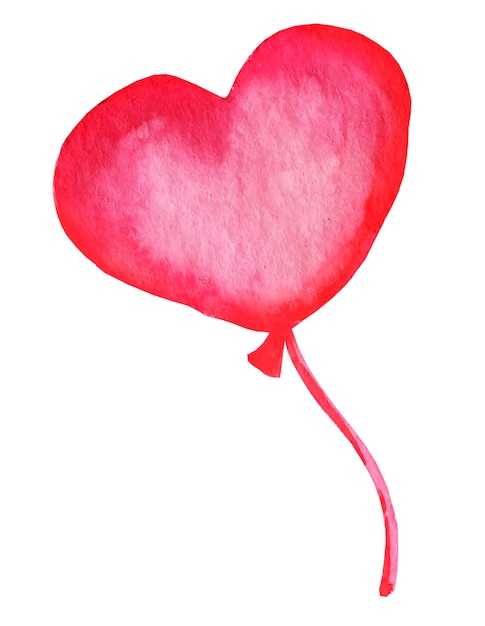Palloncino rosso acquerello a forma di cuore Schizzo di tiraggio della mano a tema di San Valentino