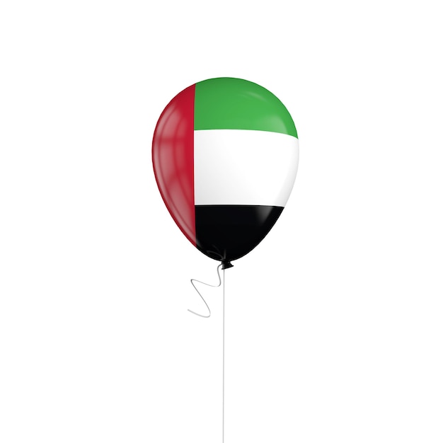 Pallone con bandiera degli Emirati Arabi Uniti su una stringa 3D Rendering