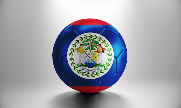 Pallone da calcio 3D con bandiera del paese del Belize. Pallone da calcio con bandiera del Belize