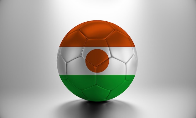 Pallone da calcio 3D con bandiera del paese del Niger. Pallone da calcio con bandiera del Niger