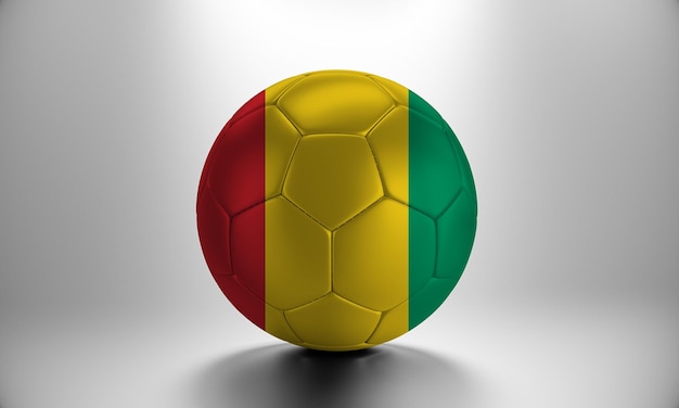 Pallone da calcio 3d con bandiera del paese della Guinea. Pallone da calcio con bandiera della Guinea