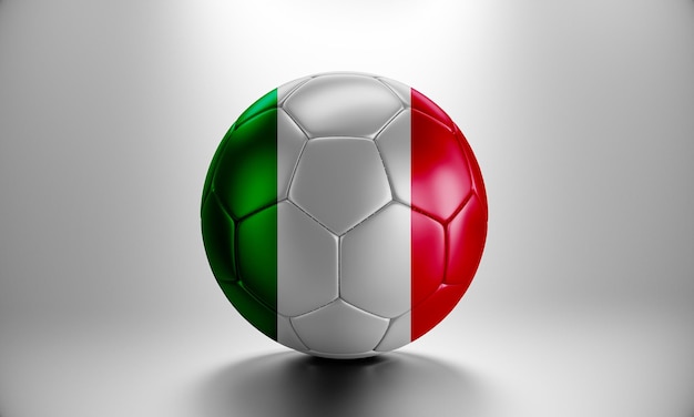 Pallone da calcio 3d con bandiera italiana. Pallone da calcio con bandiera italiana