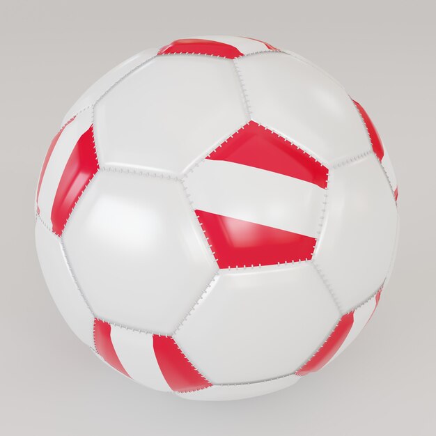 Pallone da calcio bianco con bandiera austriaca su sfondo bianco