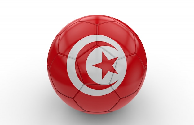 Pallone da calcio con bandiera della Tunisia