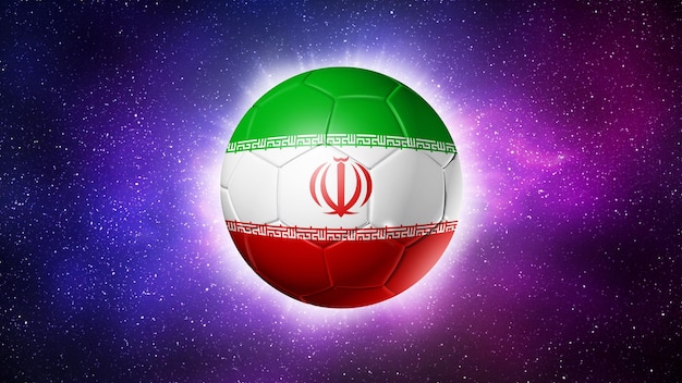 Pallone da calcio con bandiera Iran Spazio sfondo illustrazione