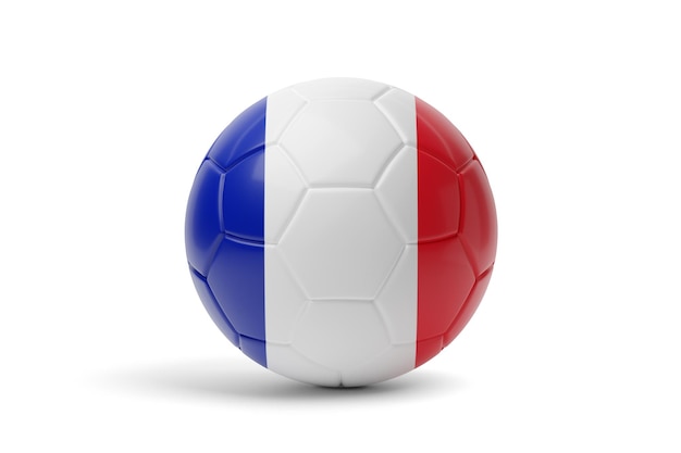 Pallone da calcio con i colori dell'illustrazione 3d della bandiera della Francia