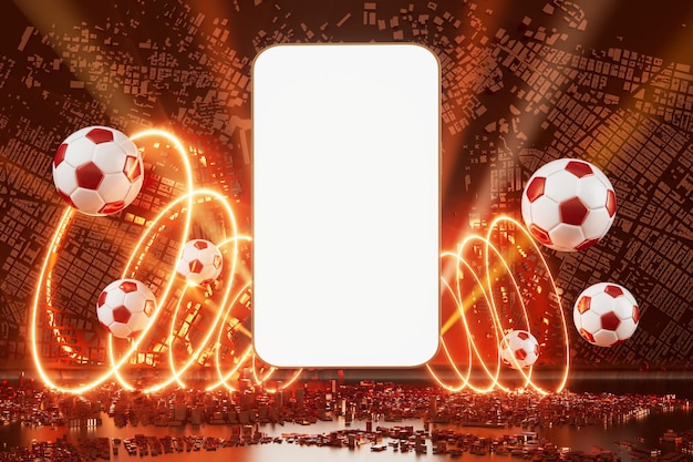 Pallone da calcio con movimento dello schermo dello smartphone