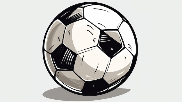 Pallone da calcio del primo piano arte del fumetto semplice sfondo bianco ai generativa