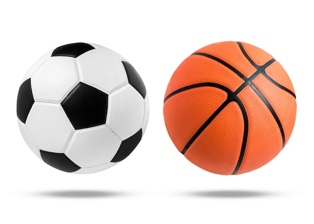 Pallone da calcio e palla da basket