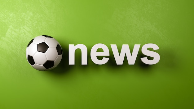 Pallone da calcio e testo di notizie contro il muro