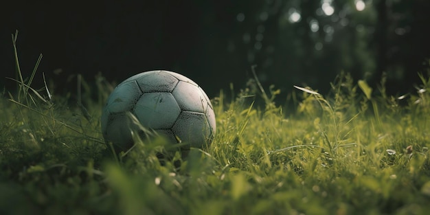 Pallone da calcio in erba AI Generato