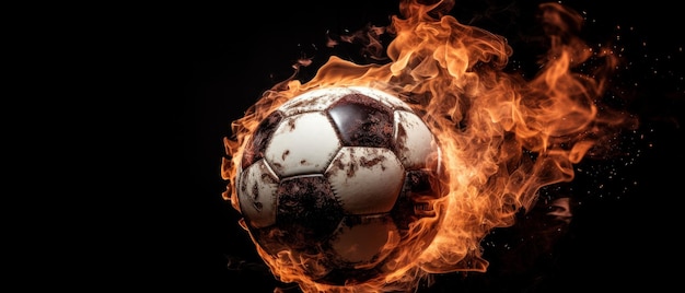 Pallone da calcio in fiamme AI generativo