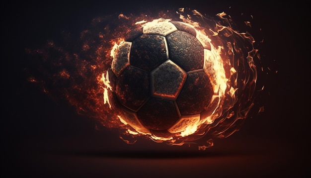 Pallone da calcio in fiamme