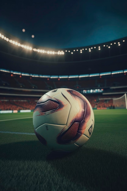 Pallone da calcio nello stadio AI generato