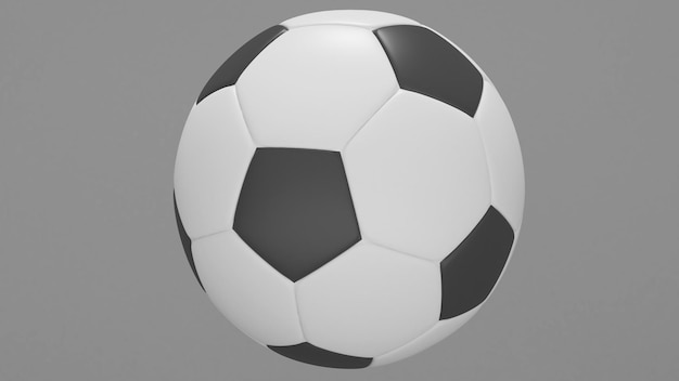 Pallone da calcio su sfondo grigio chiarorendering 3d