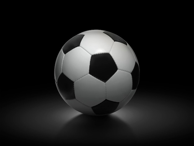 Pallone da calcio su sfondo nero