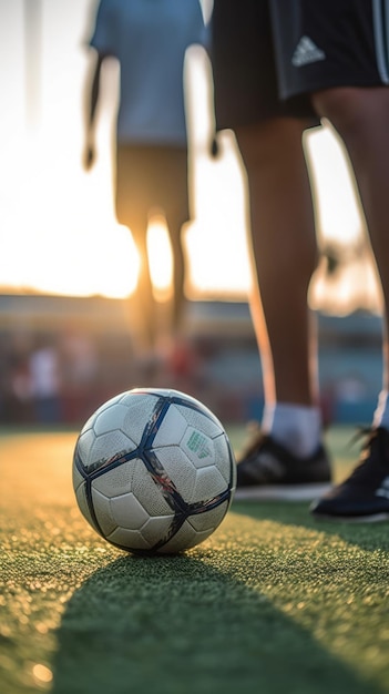 pallone da calcio tenuto dalle mani di un giocatore