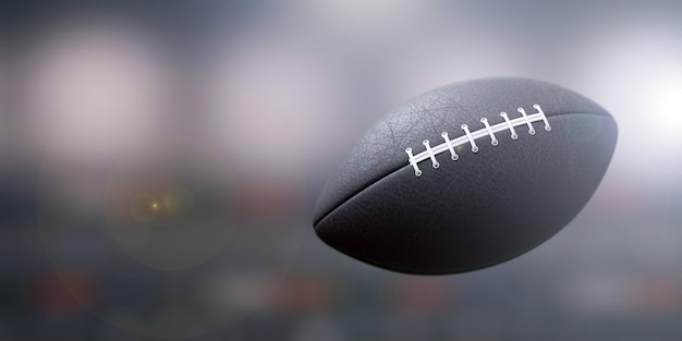 Pallone da football americano in onda con sfondo nero Super bowl 3d rendering