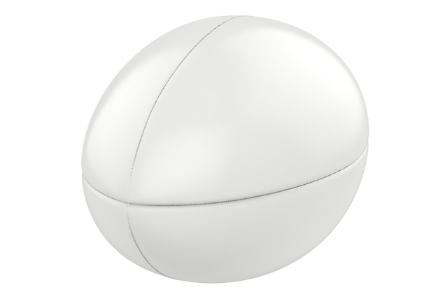 Pallone da rugby bianco rendering 3D isolato su bianco