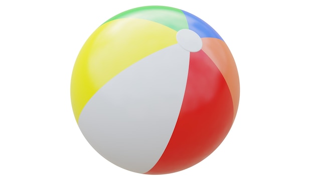 Pallone da spiaggia colorato isolato su bianco Concetto di vacanza estiva