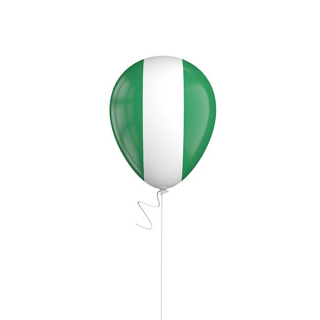 Pallone della bandiera della Nigeria su una stringa 3D Rendering