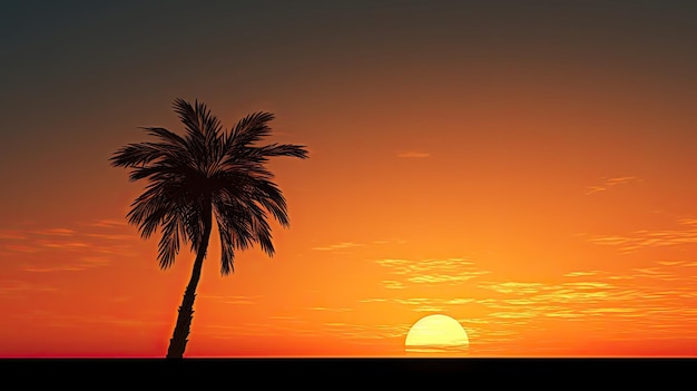 Palma asiatica profilata durante il tramonto