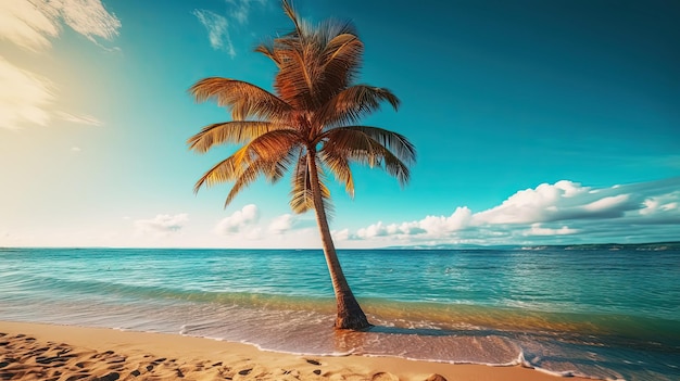 Palma sulla spiaggia di sabbia