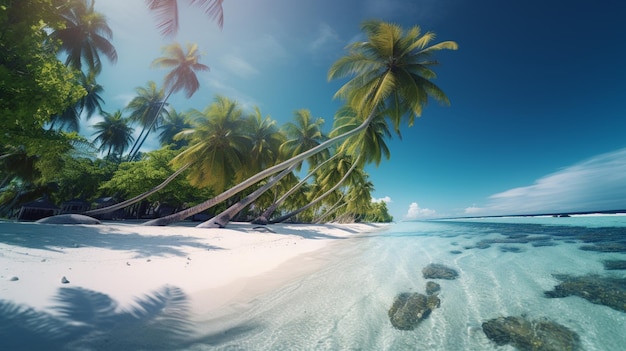 Palme delle Maldive sulla spiaggia fotografia professionale