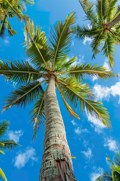 Palme tropicali contro il cielo blu