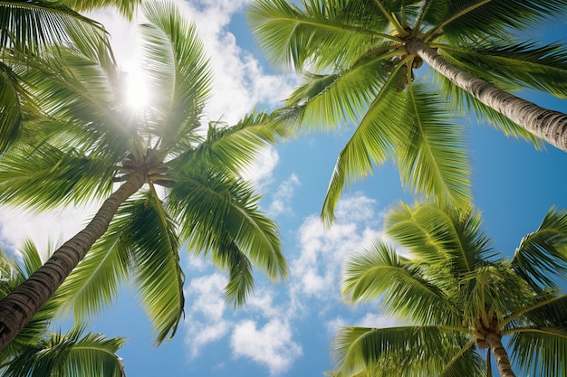 Palme verdi sullo sfondo estivo