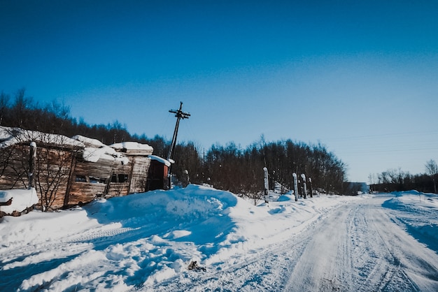 Palude di neve Murmansk, Russia.